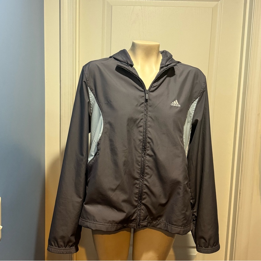 Adidas track jacket size Large Blue and Gray size Large